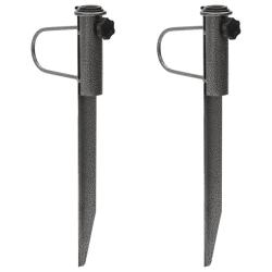 Supports de parasol avec piquets 2 pcs 19x42 cm acier galvanis&eacute;