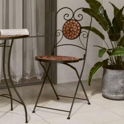 Chaises de bistrot pliables lot de 2 terre cuite c&eacute;ramique