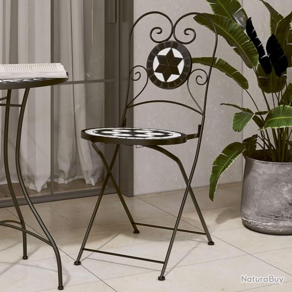 Chaises de bistro pliables lot de 2 noir et blanc c�ramique