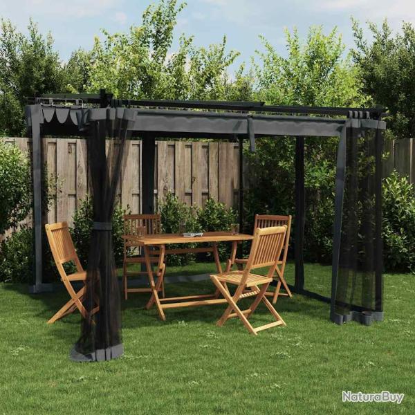 Tonnelle avec parois en filet anthracite 3x3 m acier
