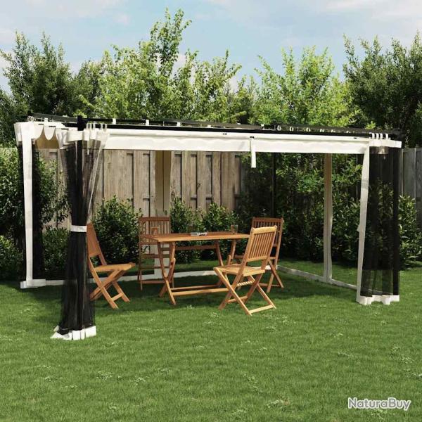 Tonnelle avec parois en filet cr�me 4x3 m acier