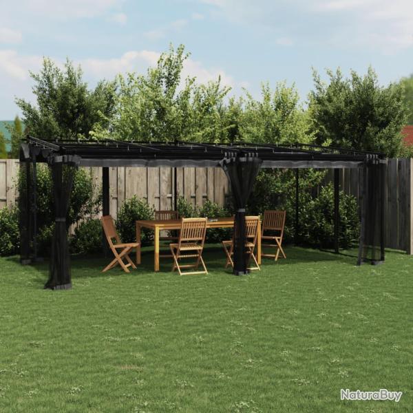 Tonnelle avec parois en filet anthracite 6x3 m acier