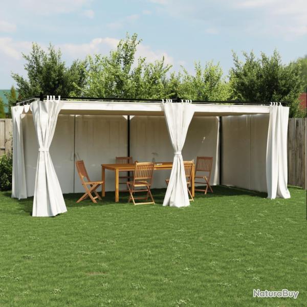 Tonnelle avec rideaux cr�me 6x3 m acier