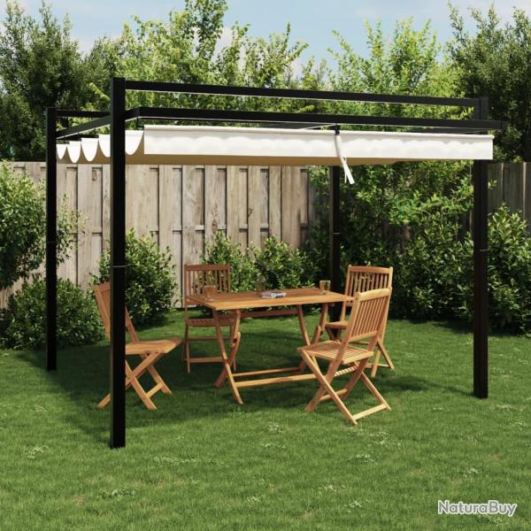 Tonnelle de avec toit r�tractable cr�me 3x3 m aluminium