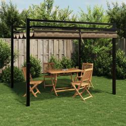 Tonnelle de avec toit r&eacute;tractable taupe 3x3 m aluminium