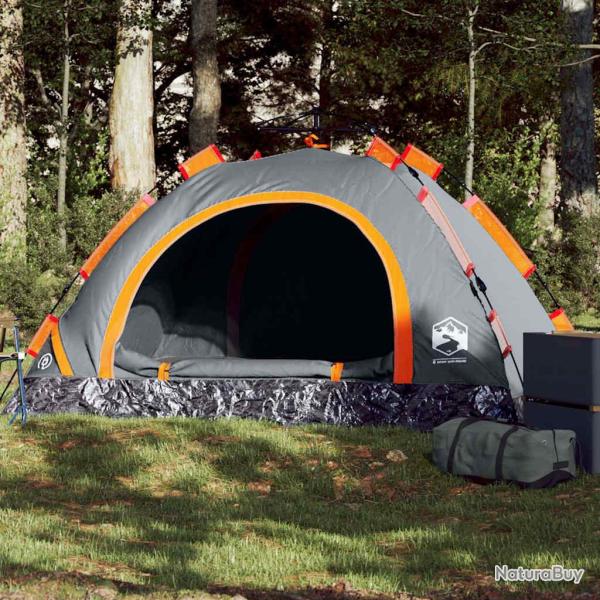 Tente de camping 2 personnes gris et orange lib�ration rapide