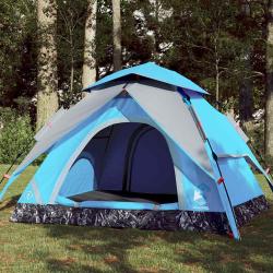 Tente de camping &agrave; d&ocirc;me, 3 personnes, bleue, &agrave; lib&eacute;ration rapide