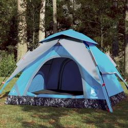 Tente de camping &agrave; d&ocirc;me 4 personnes bleu lib&eacute;ration rapide