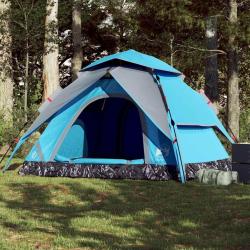Tente de camping &agrave; d&ocirc;me 5 personnes bleu lib&eacute;ration rapide