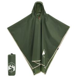 Poncho de pluie avec capuche design 2 en 1 vert 223x145 cm