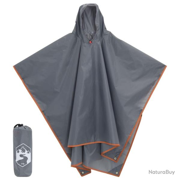Poncho de pluie avec capuche design 2 en 1 gris et orange