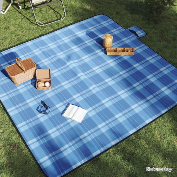 Couverture de pique-nique pliable carreaux bleu 200x200 cm