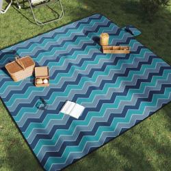 Couverture de pique-nique pliable vague bleue 200x200cm velours