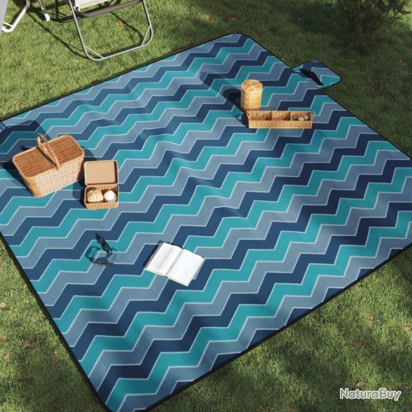 Couverture de pique-nique pliable vague bleue 200x200cm velours