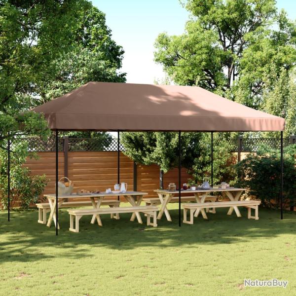Tente de r�ception pliable escamotable marron 580x292x315 cm