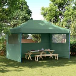 Tente de r&eacute;ception pliable escamotable 3 parois lat&eacute;rales vert