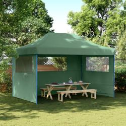 Tente de r&eacute;ception pliable escamotable 3 parois lat&eacute;rales vert
