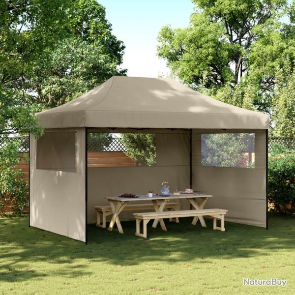 Tente de r�ception pliable escamotable 3 parois lat�rales taupe