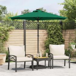 Parasol de avec m&acirc;t en acier vert 225x225x212 cm