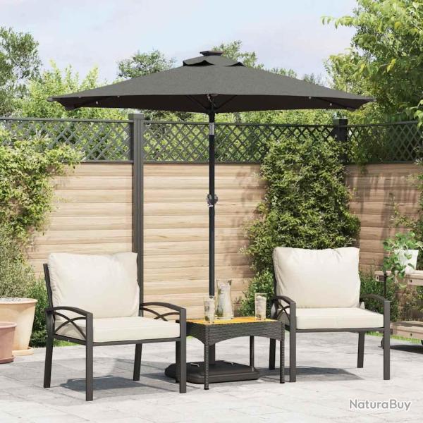 Parasol de LED et m�t en acier anthracite 225x225x212 cm