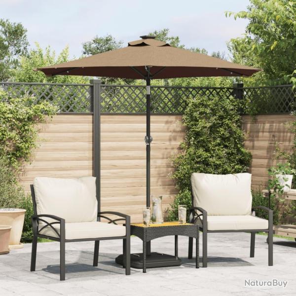 Parasol de avec LED m�t en acier taupe 225x225x212 cm