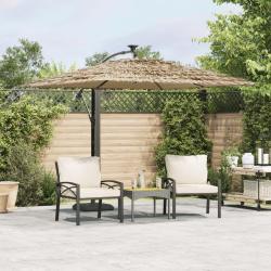 Parasol de avec m&acirc;t en acier marron 246x246x230 cm