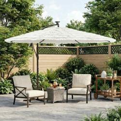 Parasol avec m&acirc;t en acier, blanc, pour la terrasse, 269 &times; 269 &times; 235 cm