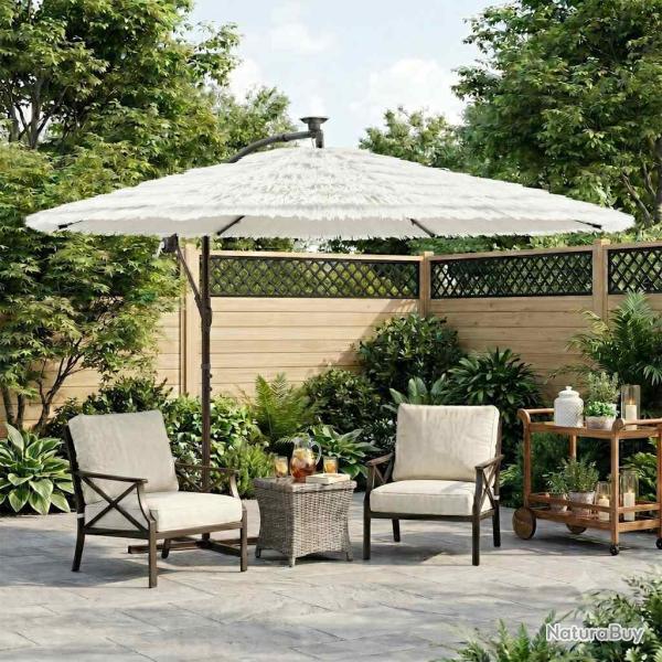 Parasol avec m�t en acier, blanc, pour la terrasse, 269 � 269 � 235 cm