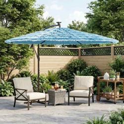Parasol de avec m&acirc;t en acier bleu 290x290x238 cm