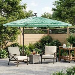 Parasol avec m&acirc;t en acier vert, pour la terrasse, 290 &times; 290 &times; 238 cm