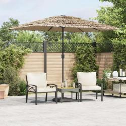 Parasol de avec LED et m&acirc;t en acier marron 300x200x250cm