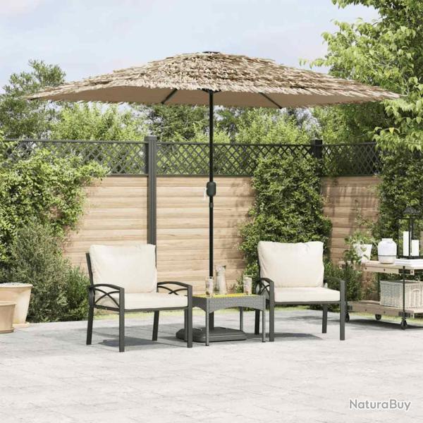 Parasol avec LED et m�t en acier marron pour la terrasse, 300 � 200 � 250 cm