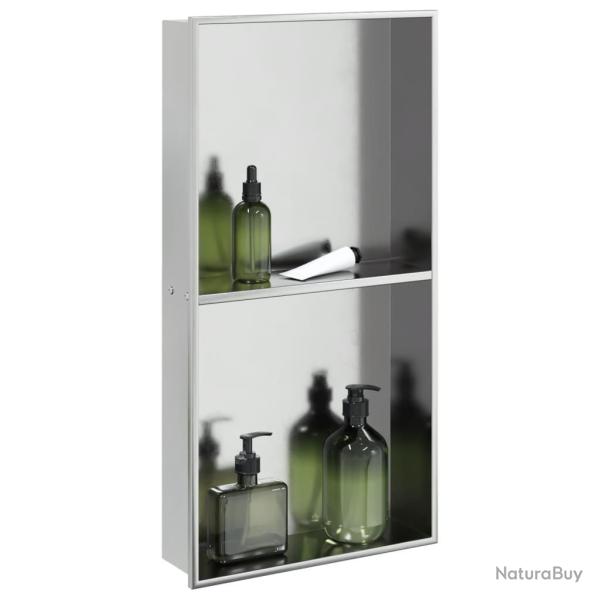 Niche de douche argent� bross� 32x62x9 cm acier inoxydable