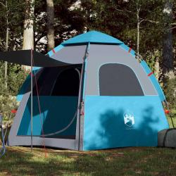 Tente de camping cabine 4 personnes bleu lib&eacute;ration rapide