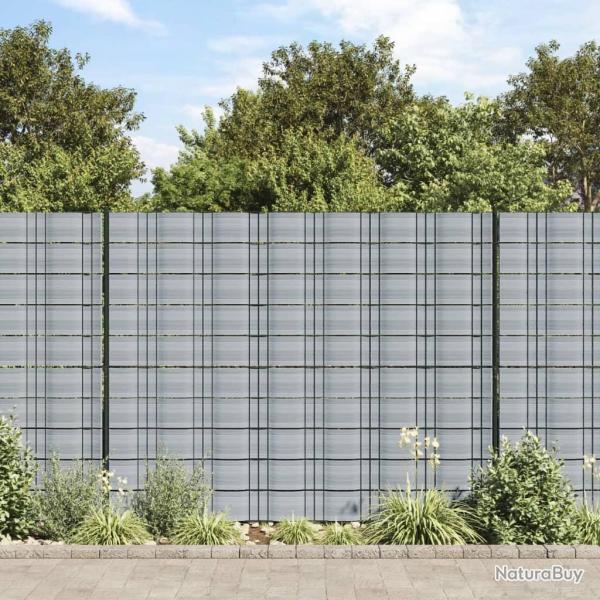 Brises-vues de 10 pcs gris 252,5x19 cm PVC