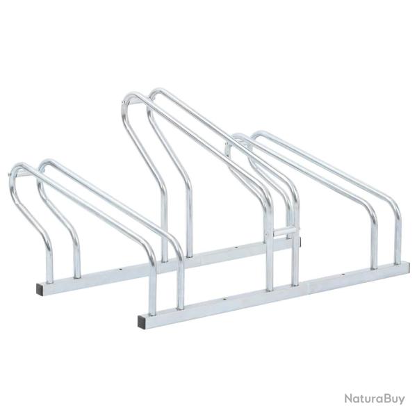 Support de v�lo au sol autoportant pour 3 v�los acier galvanis�