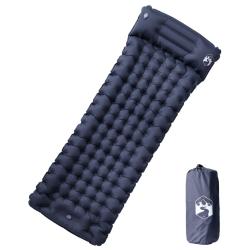 Matelas de camping autogonflant avec oreiller, 1 personne, gris