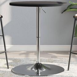 Table de bar noir 60x60x90 cm bois d'ing&eacute;nierie et acier chrom&eacute;