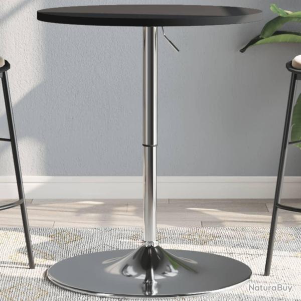 Table de bar noir 60x60x90 cm bois d'ing�nierie et acier chrom�