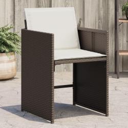 Chaises de avec coussins lot de 4 marron r&eacute;sine tress&eacute;e