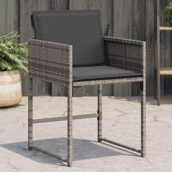Chaises de avec coussins lot de 4 gris r&eacute;sine tress&eacute;e