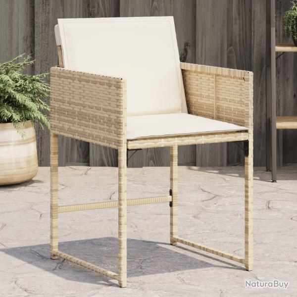 Chaises de avec coussins lot de 4 beige r�sine tress�e