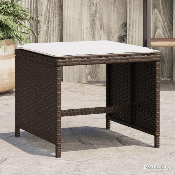 Tabourets de avec coussins 4pcs marron 40x40x35 cm rotin