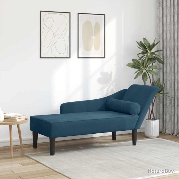 Chaise longue avec coussins bleu velours