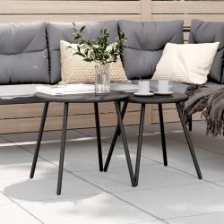 Tables basses de 2pcs rondes noir acier enduit de poudre