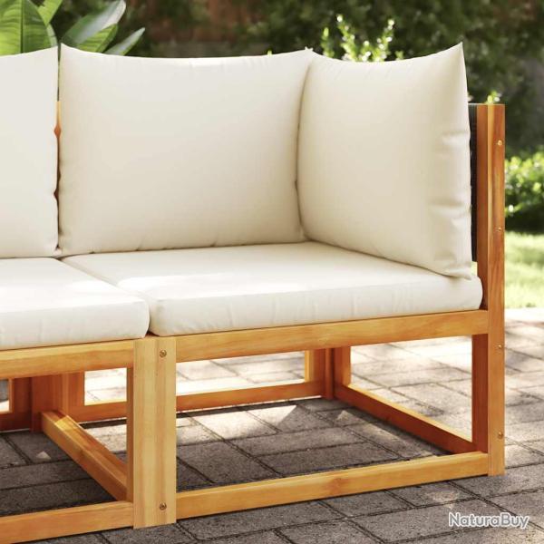 Canap� d'angle de avec coussins en bois d'acacia et rotin