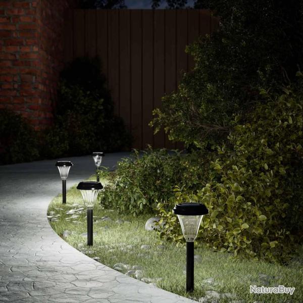 Lampes solaires d'all�es et piquets de sol 12 pcs blanc