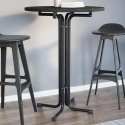 Table de bar noir &Oslash;80x110 cm bois d'ing&eacute;nierie et acier