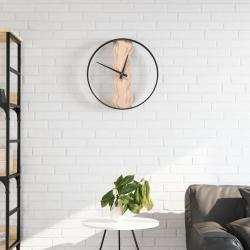 Horloge murale marron &Oslash;35 cm fer et bois de ch&ecirc;ne