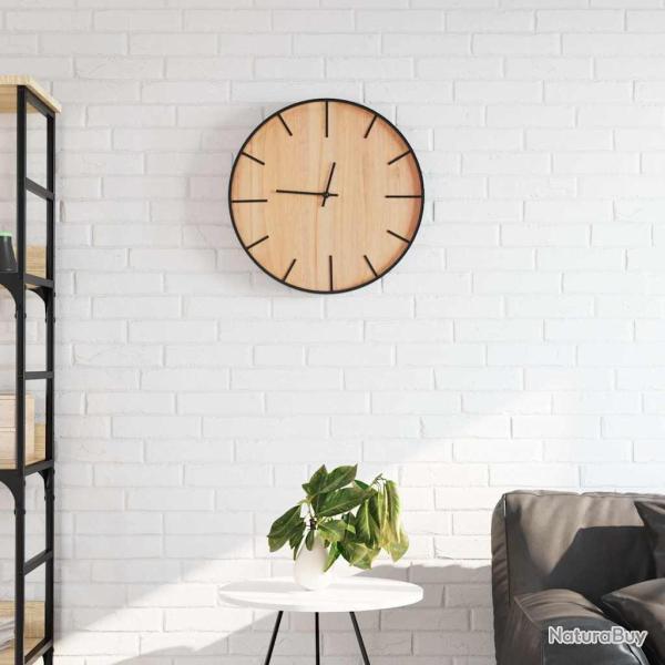 Horloge murale marron �39 cm fer et bois d'ing�nierie
